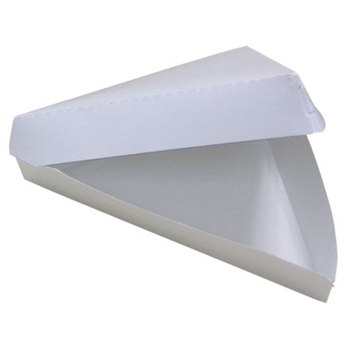 18/6 Plain Pizza Slice Clamshell Triangular Shape Paperboard White 220/Case
