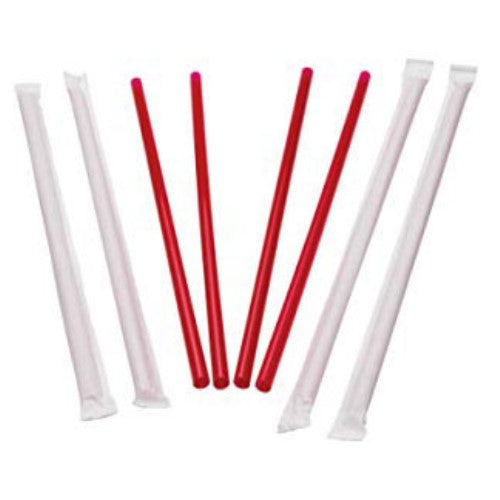Red Wrapped Giant Straw - 9" 7200/Case