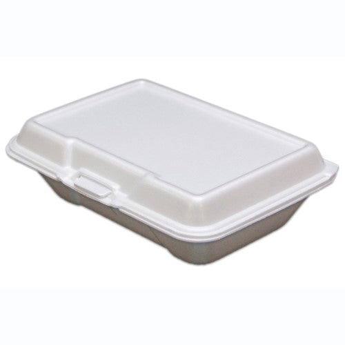 Ceres 9.25 X 6.38 X 2.88" White Foam 1-Compartment Hinged Container 200/Case