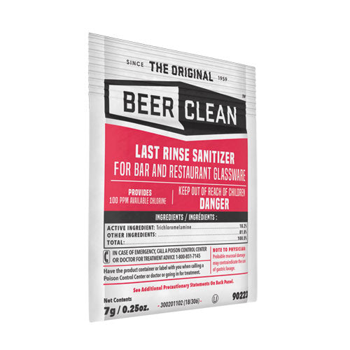 Diversey Beer Clean Last Rinse Sanitizer Powder Pouch, 0.25 Oz Packet, 100/carton
