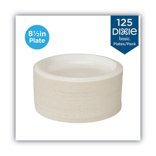 Dixie Paper Dinnerware Plates White 8.5" Dia 125/pack