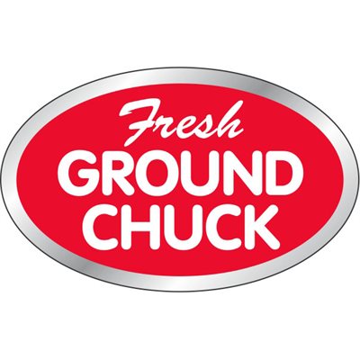 Label - Fresh Ground Chuck White/Red On Silver 1.25x2oval In. 500/rl