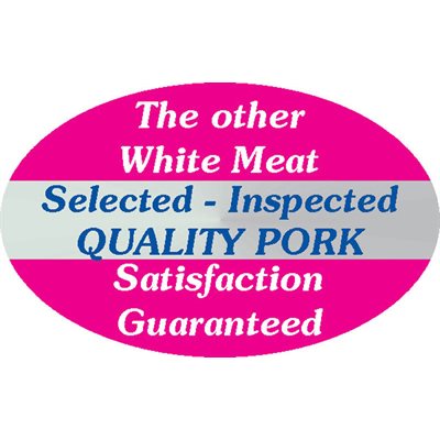 Label - Pork(Select/Inspected Quality) Mag/Blue/White On Silver 1.25x2oval In. 500/rl