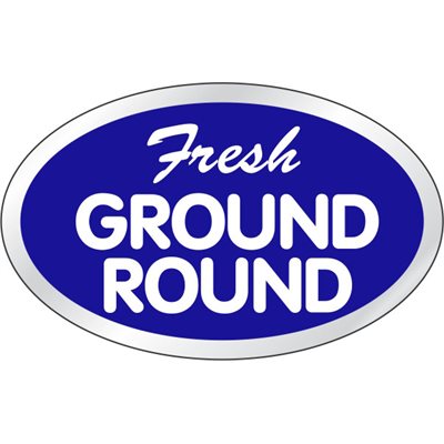 Label - Fresh Ground Round Blue/White On Silver 1.25x2oval In. 500/rl