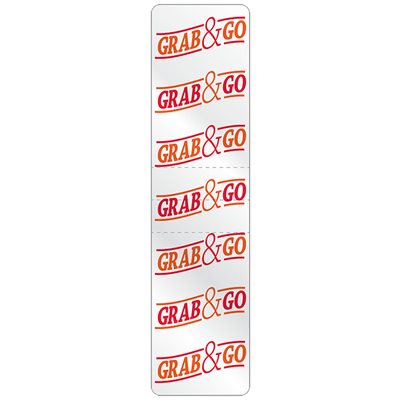 Label - Grab & Go Red/Org On Clear 1.5x6 In. Tamper 500/Roll