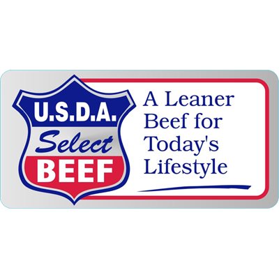 Label - USDA Select Beef A Leaner Red/Blue/White On Silver 1.5x3 In. 1M/Roll