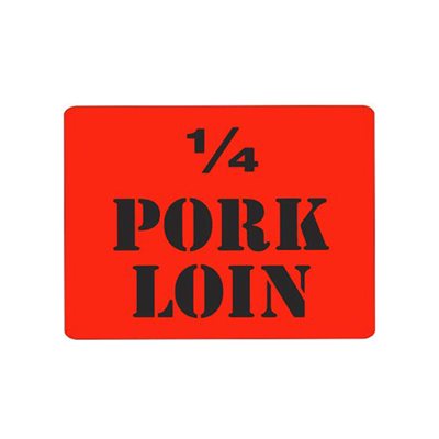 Label - 1/4 Pork Loin Black On Red 1.5x2.0 In. 1M/Roll