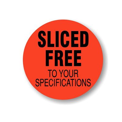 Label - Sliced Free To Your Specs Black On Red 2 In. Circle 250/rl