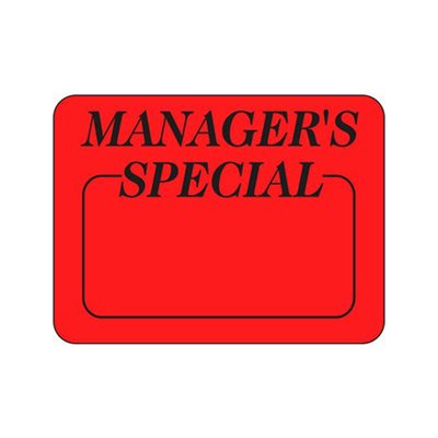 Label - Manager's Special (write On) Black On Red 1.5x2.0 In. 1M/Roll