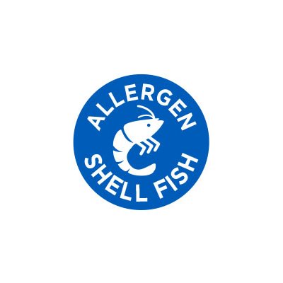 Label - Allergen Shell Fish Blue/UV 1 In. Circle 1M/Roll