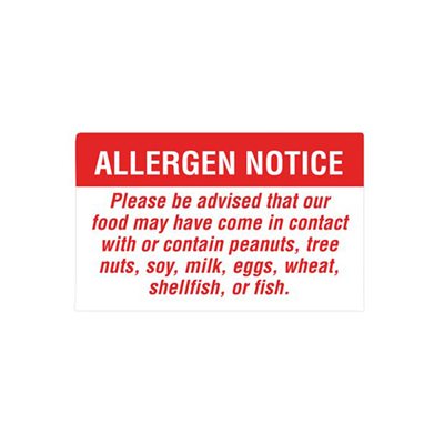 Label - Allergen Notice- Contact With Peanuts, Tree... Red 1.5x0.9 In. 1M/Roll