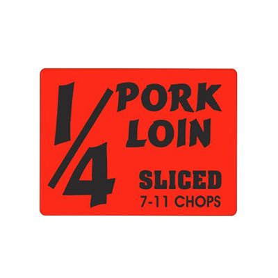 Label - 1/4 Pork Loin Sliced 7-11 Chop Black On Red 1.5x2.0 In. 1M/Roll