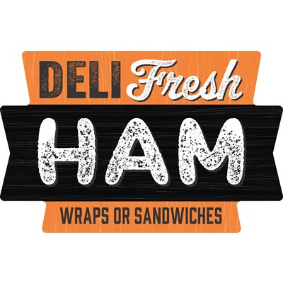 Label - Deli Fresh Ham (wrap/sandwich) Org/Black 1.75x1.125 In. Special 500/Roll