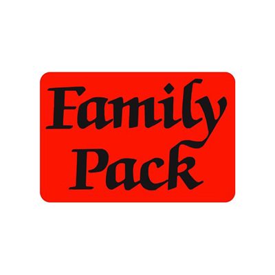 Label - Family Pack Black On Red 3x2 In. 500/rl