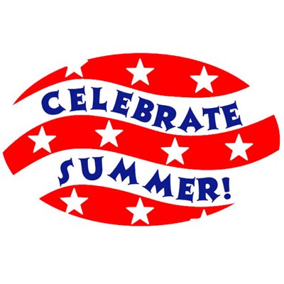 Label - Celebrate Summer Red/Blue 1.25x2 In. Oval 500/rl