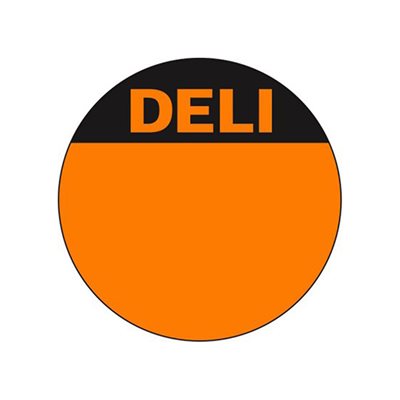 Label - Deli (Write On) Black On Orange 1.5 In. Circle 1M/Roll