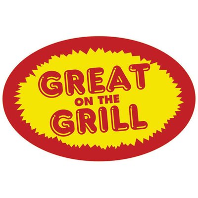 Label - Great On The Grill Red/Yellow 1.25x2.0 In. Oval 1M/Roll