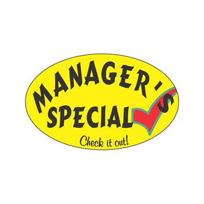 Label - Manager's Special (Check It Out) 4 Color Process 1.25x2 In. Oval 500/rl