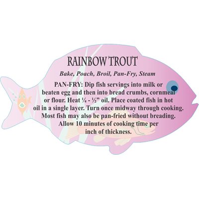 Label - Rainbow Trout 4 Color Process 1.75x3.125 In. Fish Shape 250roll