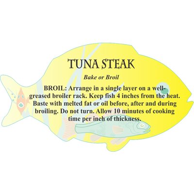 Label - Tuna Steak 4 Color Process 1.75x3.125 In. Fish Shape 250roll