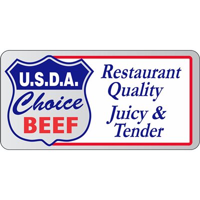 Label - USDA Choice Beef Restaurant Blue/Red/White On Silver 1.5x3 In. 1M/Roll