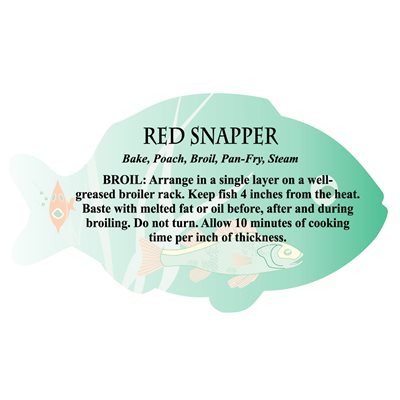 Label - Red Snapper 4 Color Process 1.75x3.125 In. Fish Shape 250roll