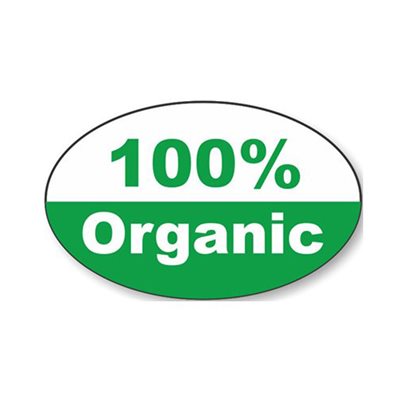 Label - 100% Organic Green 1.25x2 In. Oval 500/rl
