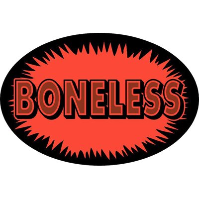 Label - Boneless Black On Red 2.0x3.0 In. Oval 500/rl