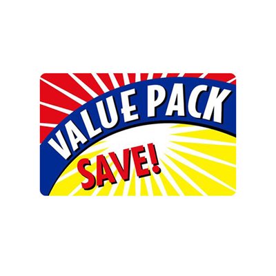 Label - Value Pack/(BLANK) Yellow/Red/Blue/Black 2.2x3.6 In. Burst 500/rl