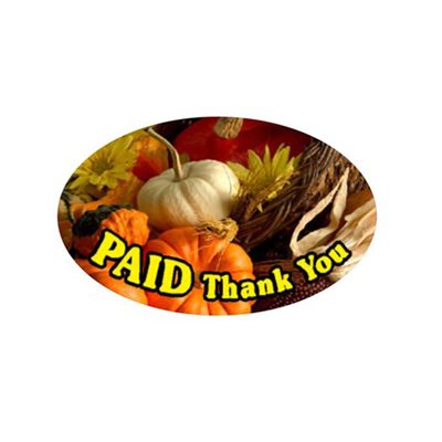 Label - Paid Thank You (squash) 4 Color Process 1.25x2 In. Oval 500/rl