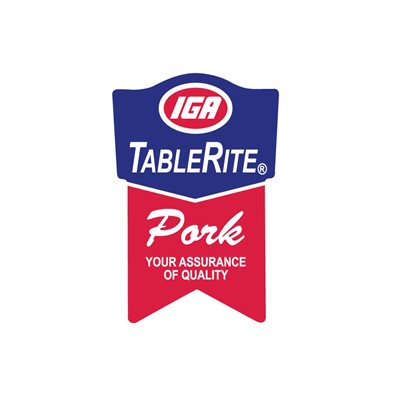 Label - IGA TableRite Pork Blue/Red 1.25x1.875 In. Ribbon 500/rl