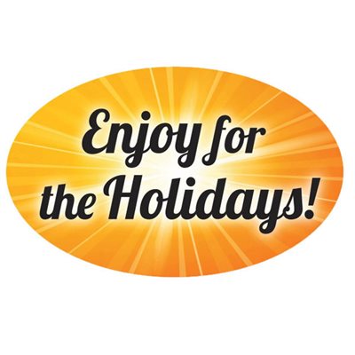 Label - Enjoy For The Holidays! 4 Color Process 1.25x2 In. Oval 500/rl