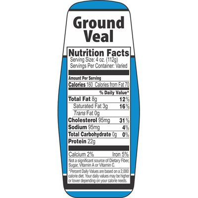 Label - Ground Veal W/nut Fact Blue/Black 1.5x3.62 In. 500/RL