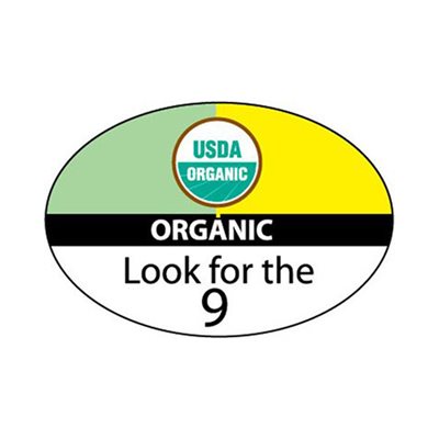 Label - USDA Organic Look For The 9 Yellow/Green/Brown/Black 0.84x1.25 In. Oval 1M/Roll