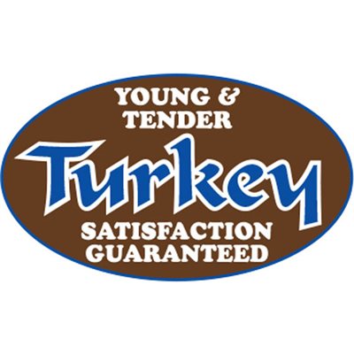 Label - Turkey (Young & Tender) Brown/Blue/Whit On Silver 1.25x2 In. Oval 500/rl