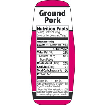 Label - Ground Pork W/nut Fact Mag/Black 1.5x3.62 In. Special 500/RL
