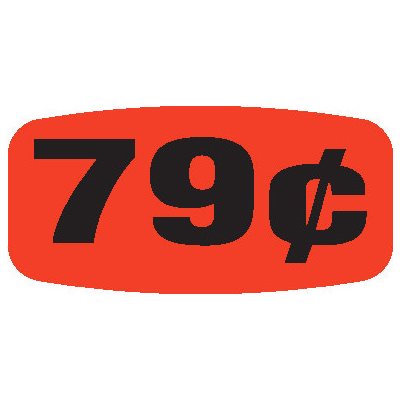 Label - 79¢ Black On Red Short Oval 1000/Roll