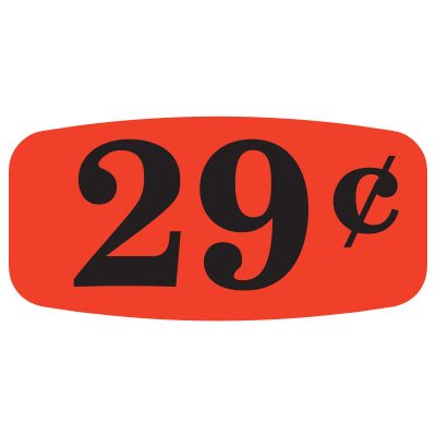 Label - 29¢ Black On Red Short Oval 1000/Roll