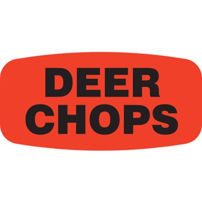 Label - Deer Chops Black On Red Short Oval 1000/Roll