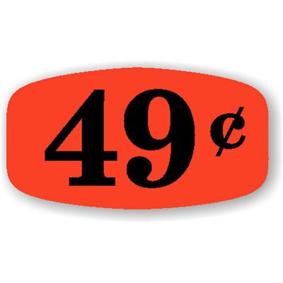 Label - 49¢ Black On Red Short Oval 1000/Roll