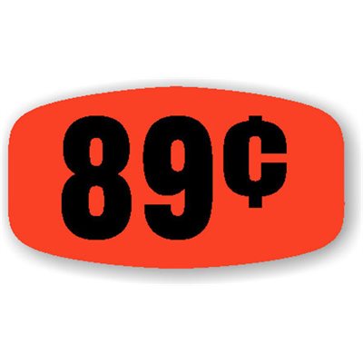 Label - 89¢ Black On Red Short Oval 1000/Roll