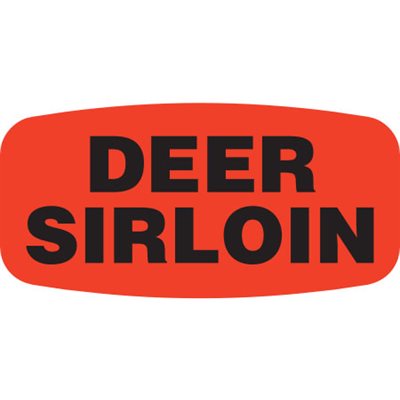 Label - Deer Sirloin Black On Red Short Oval 1000/Roll