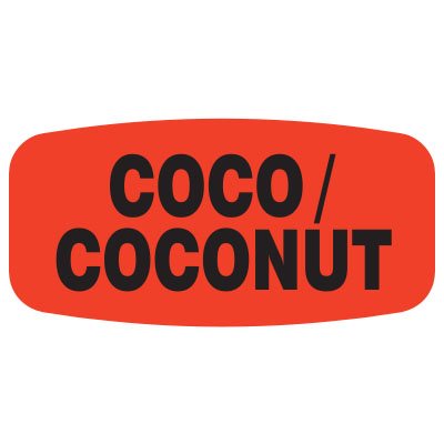 Label - Coconut/Coco Black On Red Short Oval 1000/Roll