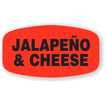 Label - Jalapeno & Cheese Black On Red Short Oval 1000/Roll