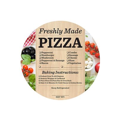 Label - Freshly Made Pizza-check List 4 Color Process 4.625 In. Circle 250roll