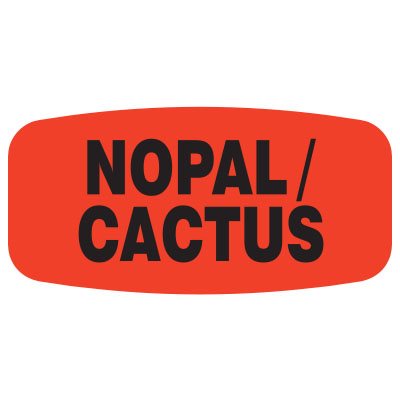 Label - Cactus/Nopal Black On Red Short Oval 1000/Roll