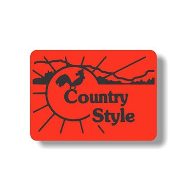 Label - Country Style (w/Rooster) Black On Red 1.75x1.25 In. 1M/Roll