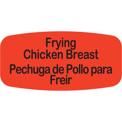 Label - Frying Chicken Breast/Pechuga De Pollo Para Freir Black On Red Short Oval 1000/Roll