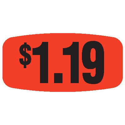 Label - $1.19 Black On Red Short Oval 1000/Roll