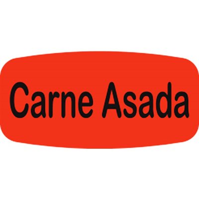 Label - Carne Asada Black On Red Short Oval 1000/Roll